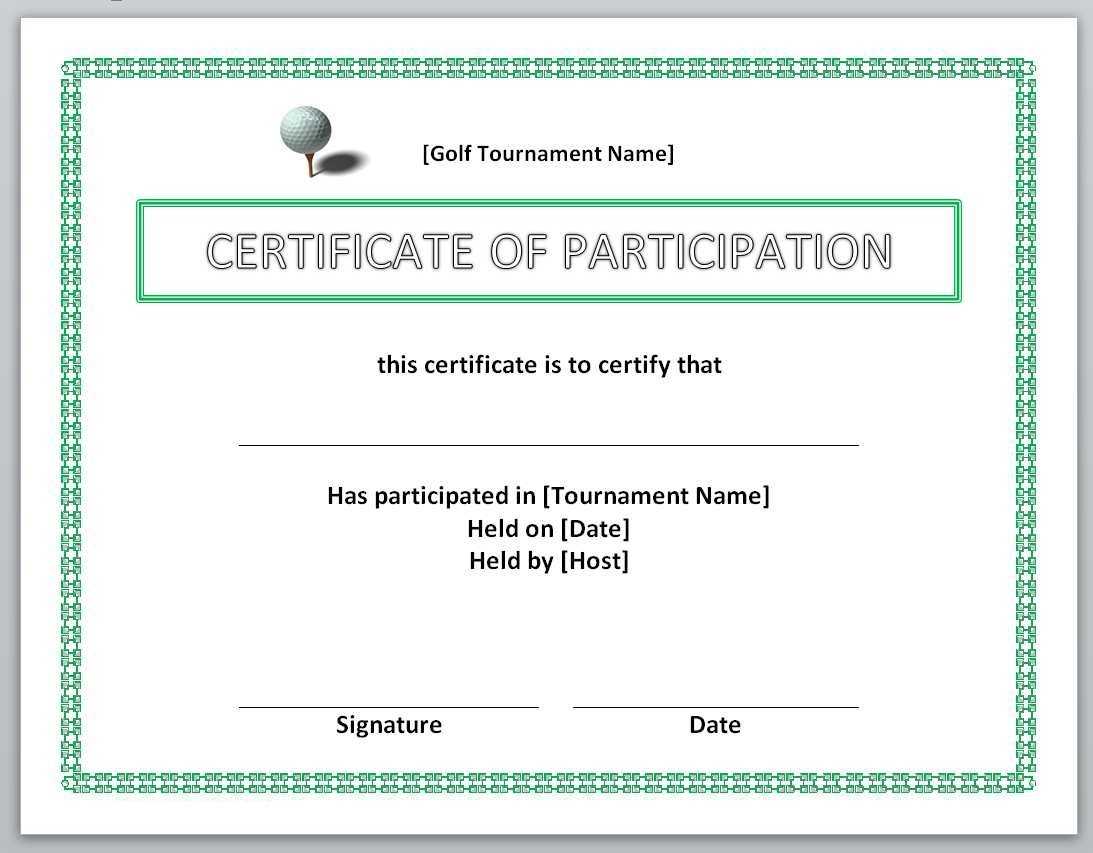 Certificates. Best Certificate Of Participation Template For Golf Certificate Template Free