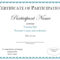 Certificates. Best Certificate Of Participation Template In Sample Certificate Of Participation Template