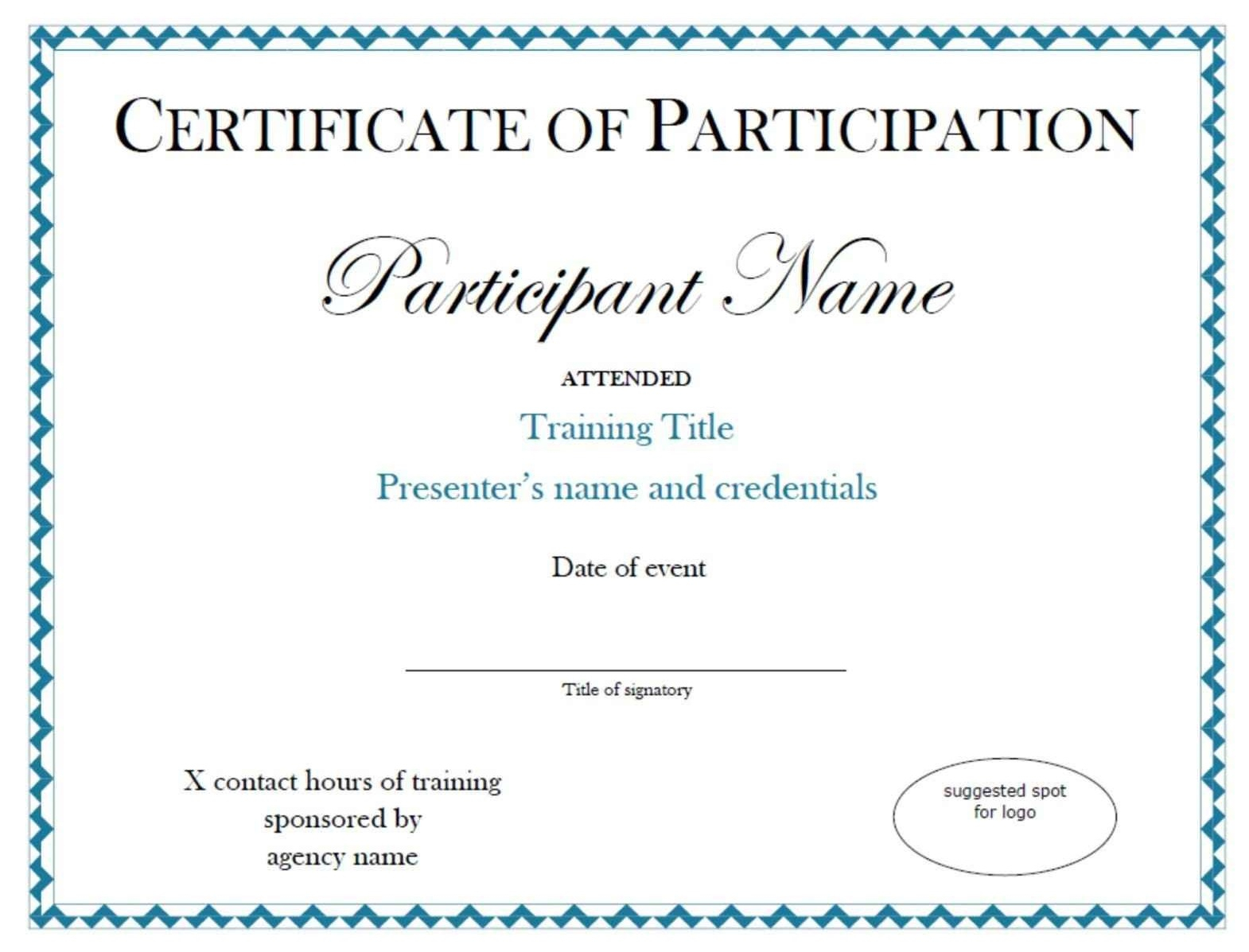 Certificates. Best Certificate Of Participation Template In Sample Certificate Of Participation Template
