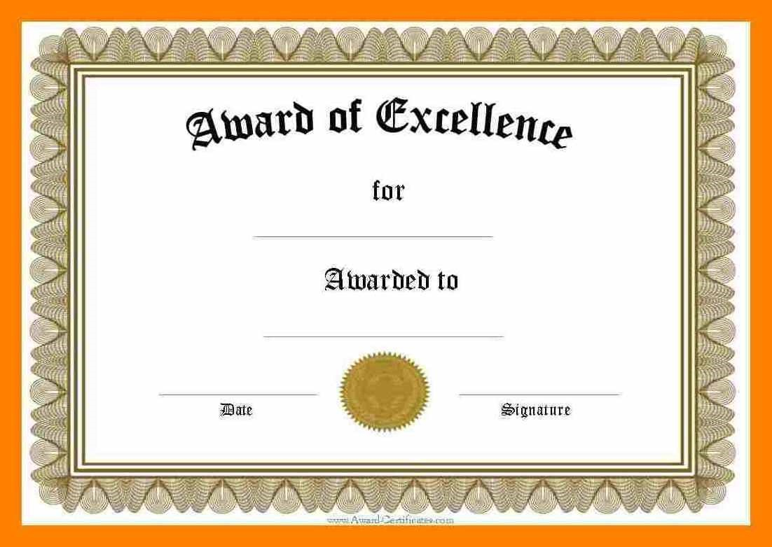 Certificates: Captivating Certificate Template Word Ideas In Certificate Of Excellence Template Word