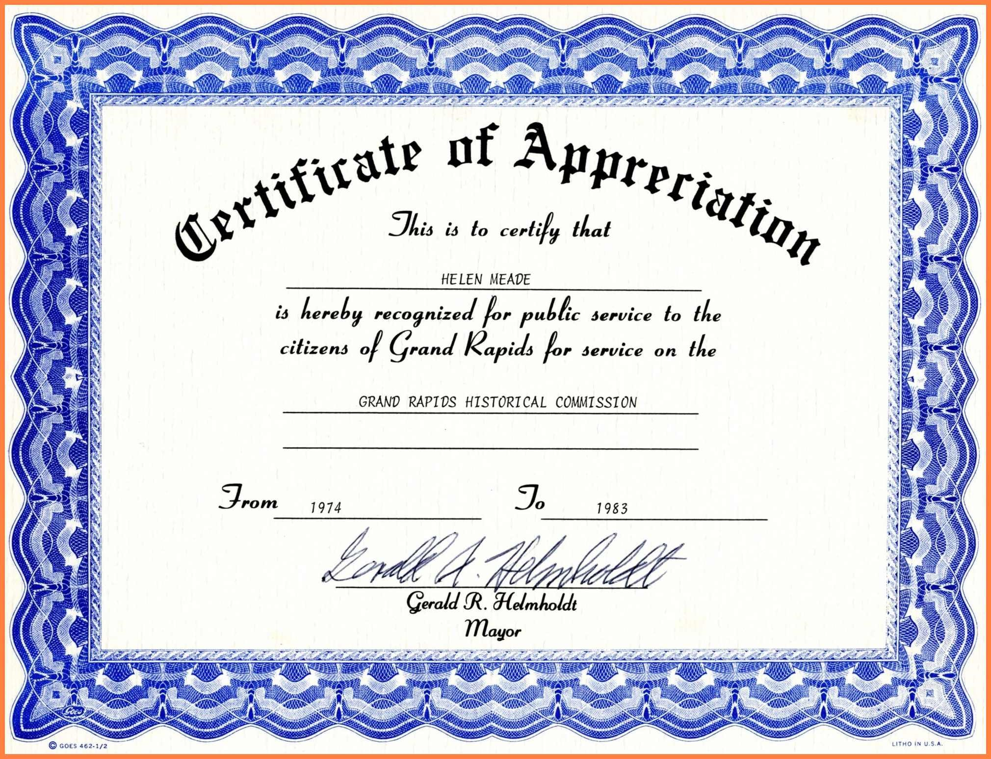 Certificates: Captivating Certificate Template Word Ideas Regarding Certificate Of Appreciation Template Doc