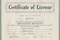 Certificates: Captivating Minister License Certificate regarding Certificate Of License Template