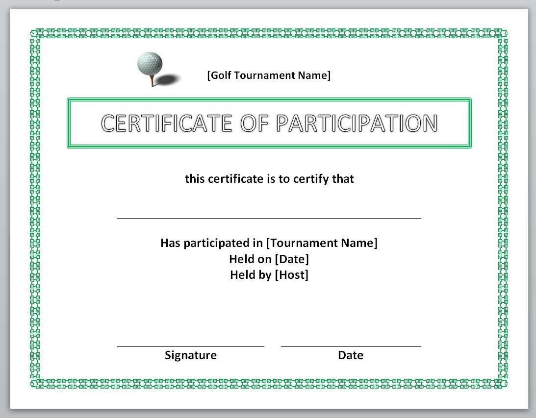 Certificates. Excellent Certificate Templates For Word Pertaining To Golf Certificate Templates For Word