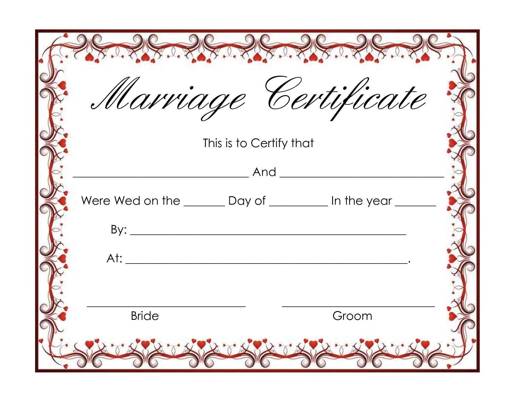 Certificates. Inspiring Marriage Certificate Template Throughout Blank Marriage Certificate Template