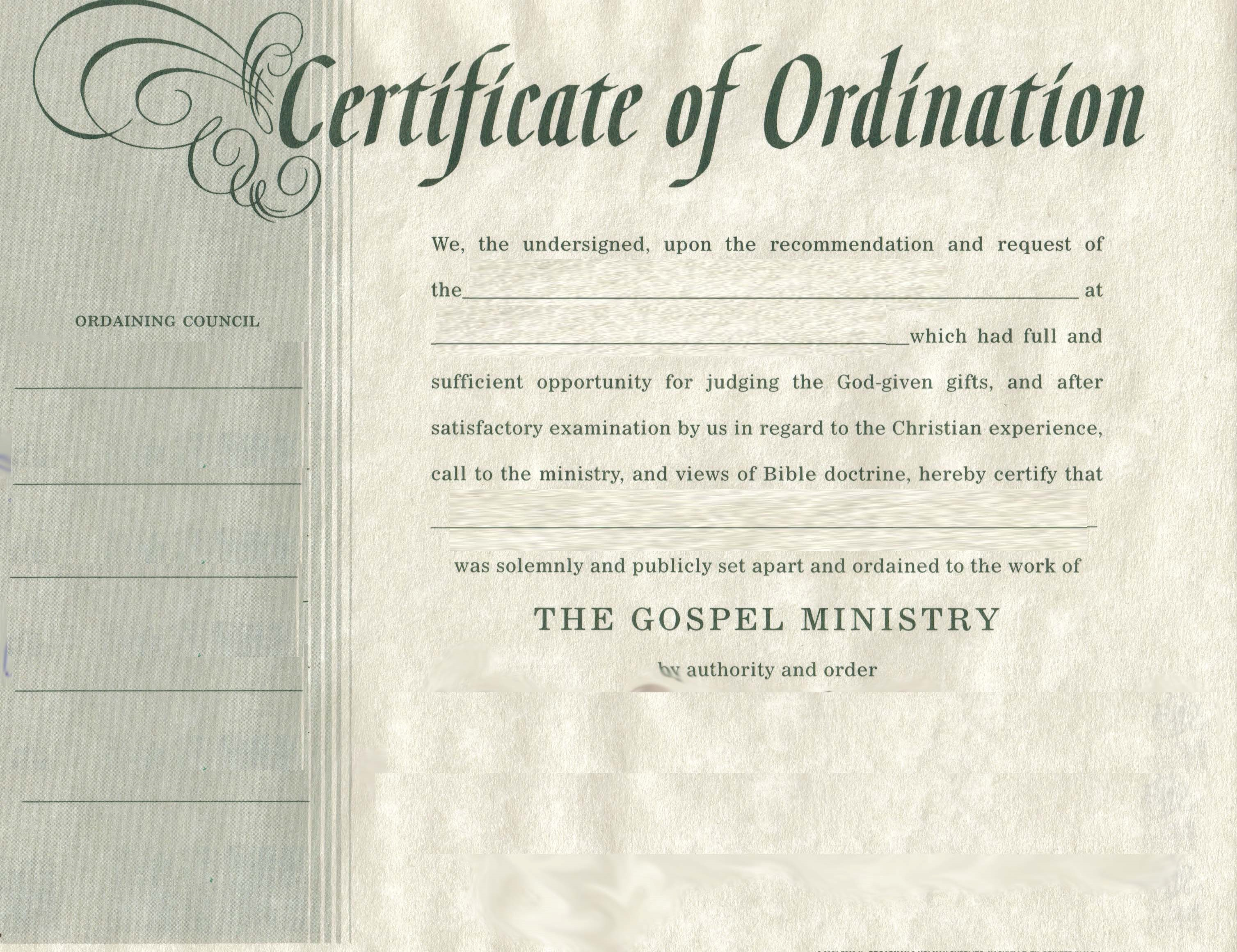 Certificates: Latest Ordination Certificate Template Example For Free Ordination Certificate Template