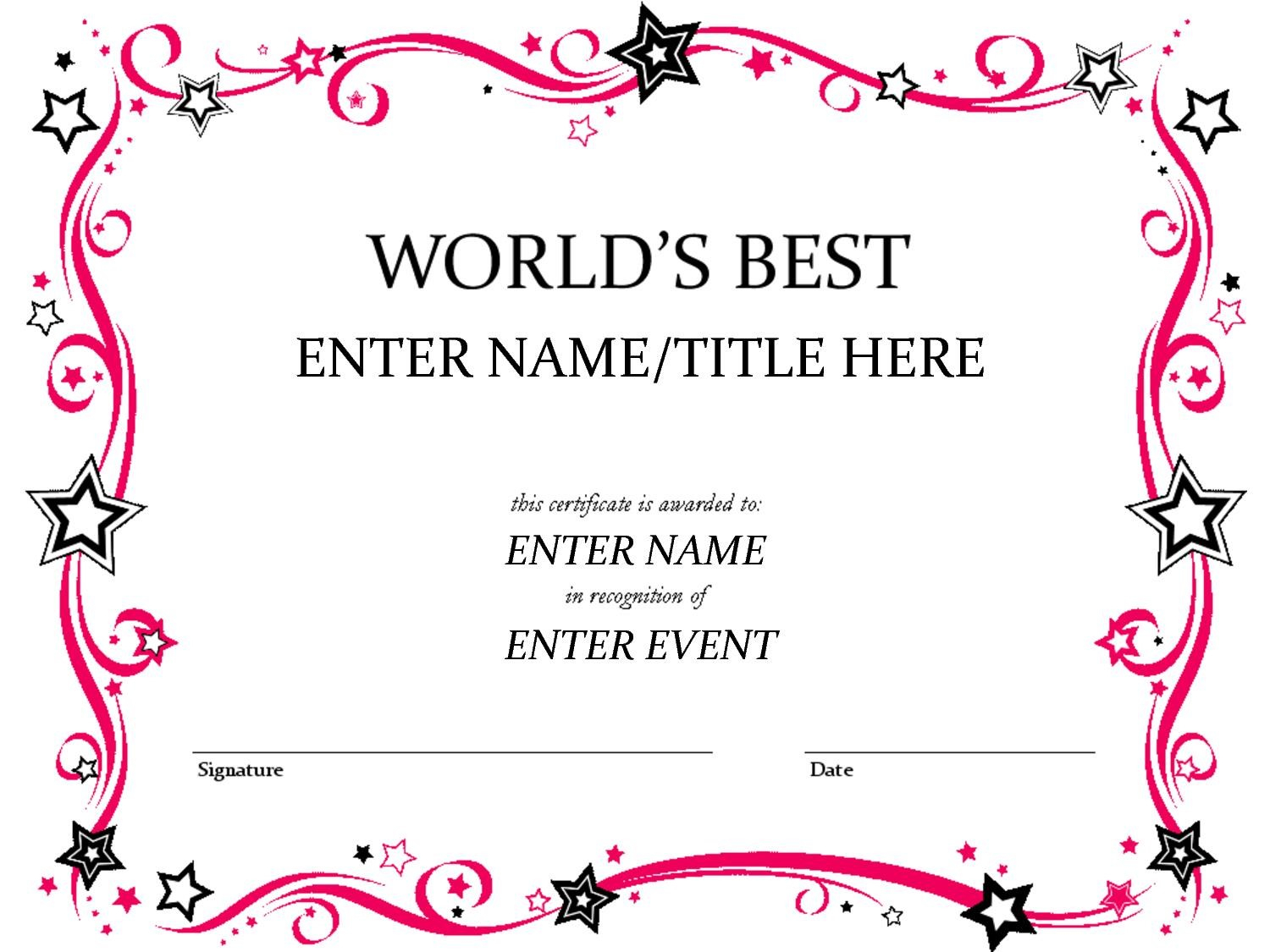 Certificates: Mesmerizing Fun Certificate Templates Example Intended For Soccer Certificate Templates For Word