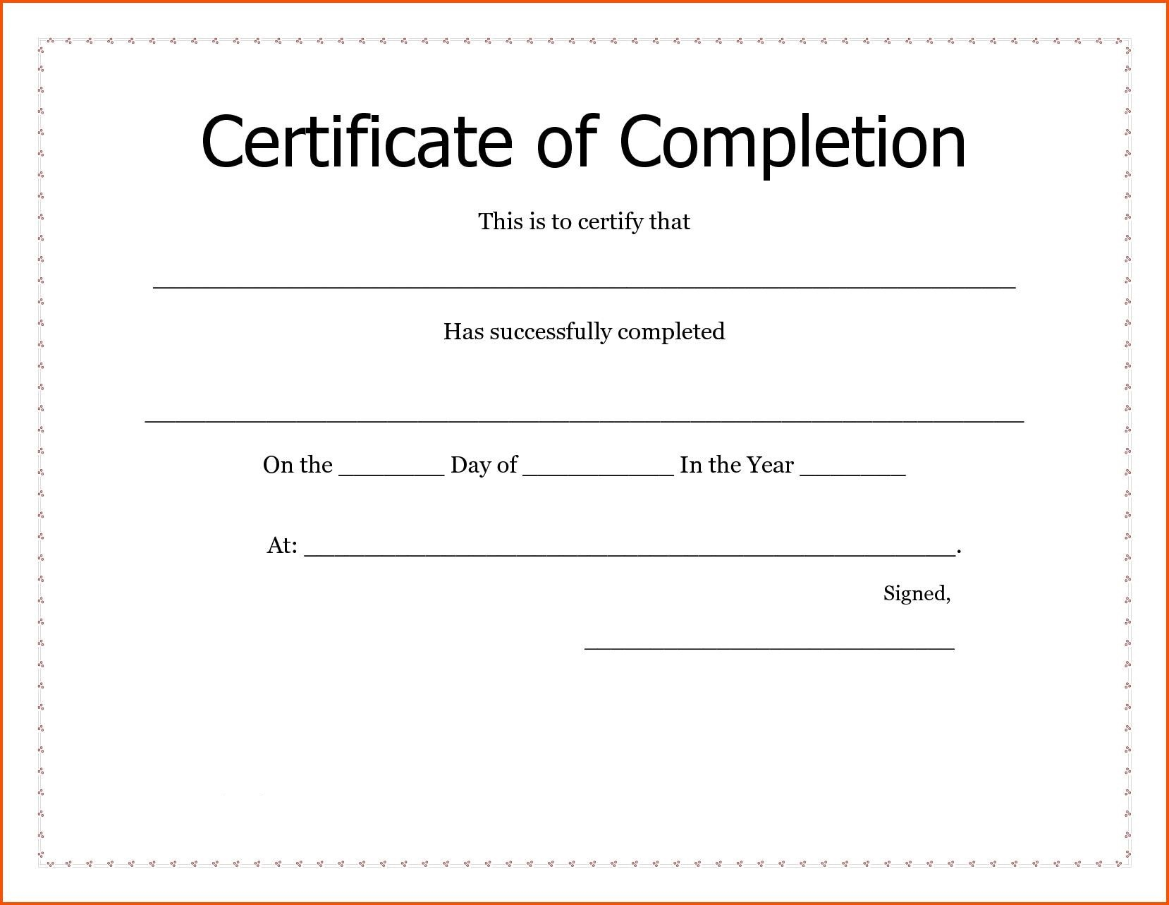 Certificates. New Certificate Of Completion Template Word Intended For Certificate Of Completion Template Word