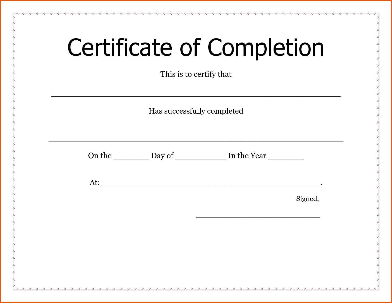 Certificates. New Certificate Of Completion Template Word Intended For Certificate Of Completion Template Word