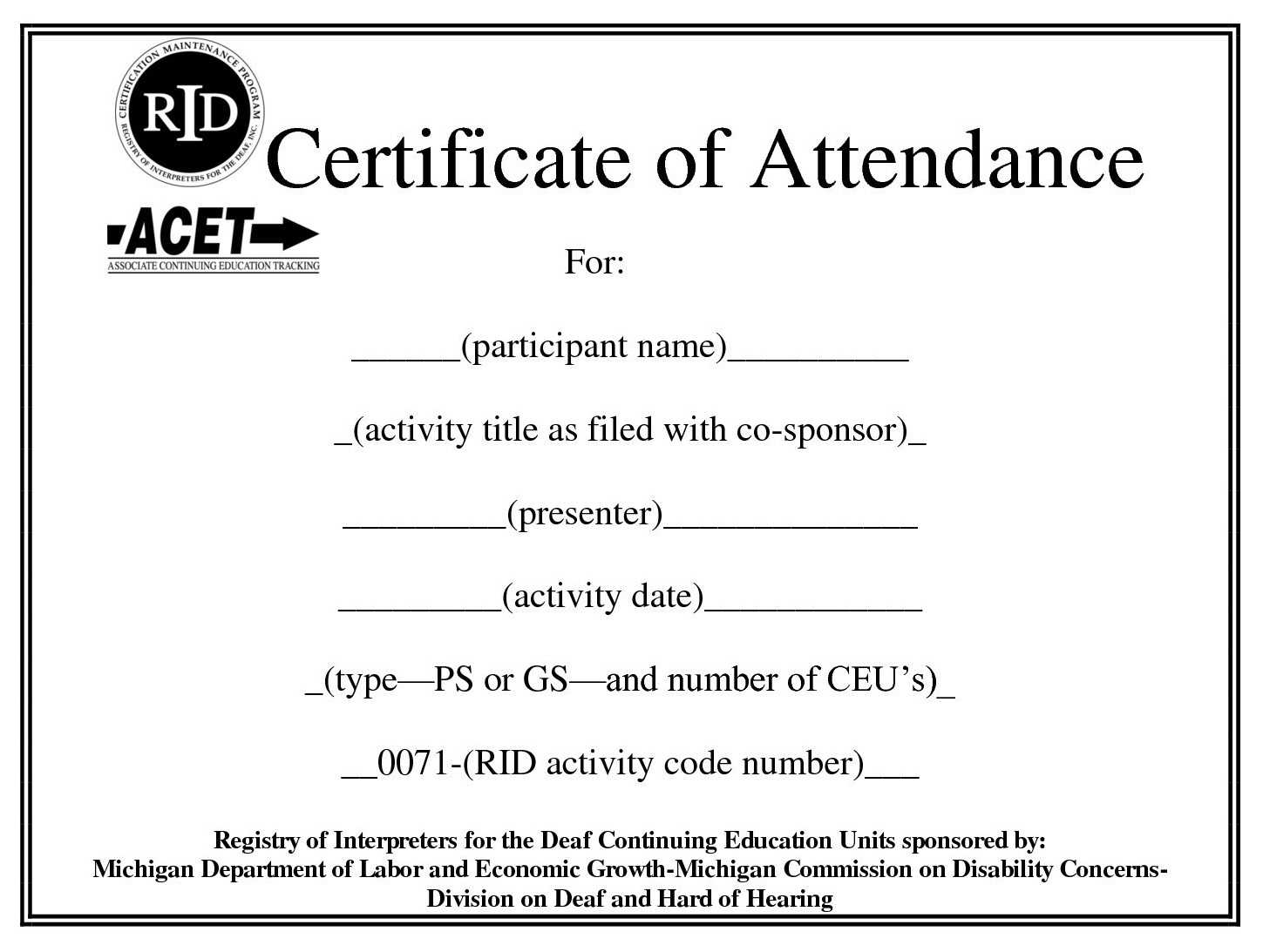 Certificates. Popular Attendance Certificate Template Word Within Attendance Certificate Template Word