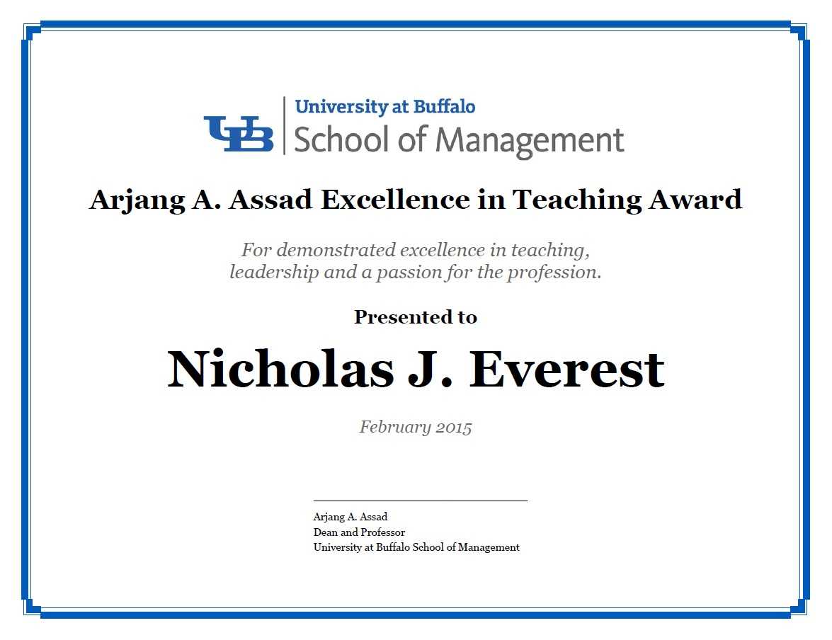 Certificates – School Of Management – University At Buffalo Inside Leadership Award Certificate Template