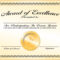 Certificates: Simple Award Certificate Templates Designs In Award Of Excellence Certificate Template