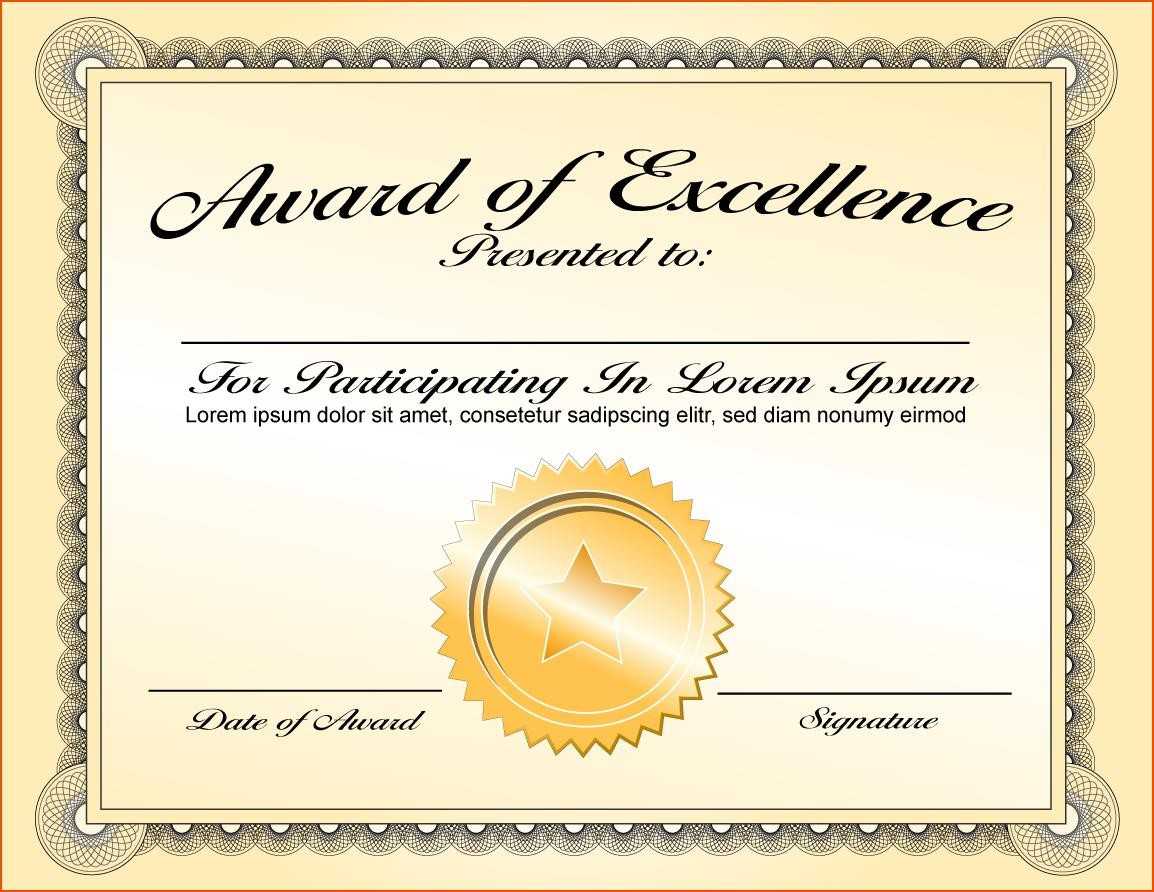 Certificates: Simple Award Certificate Templates Designs In Award Of Excellence Certificate Template