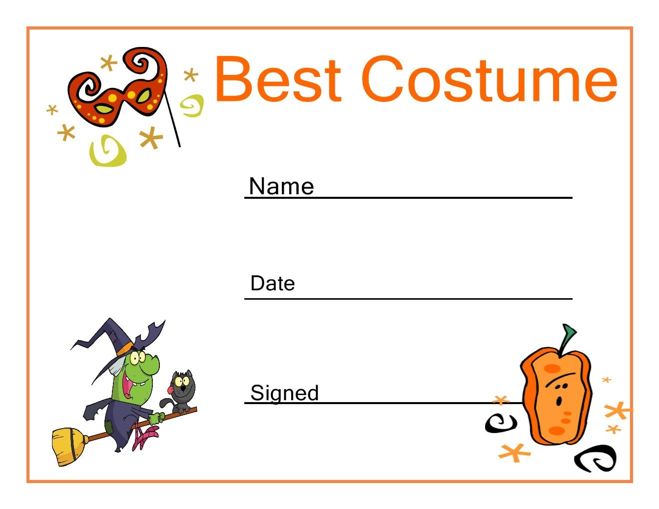 Certificates. Simple Halloween Costume Certificate Template Pertaining To Halloween Certificate Template