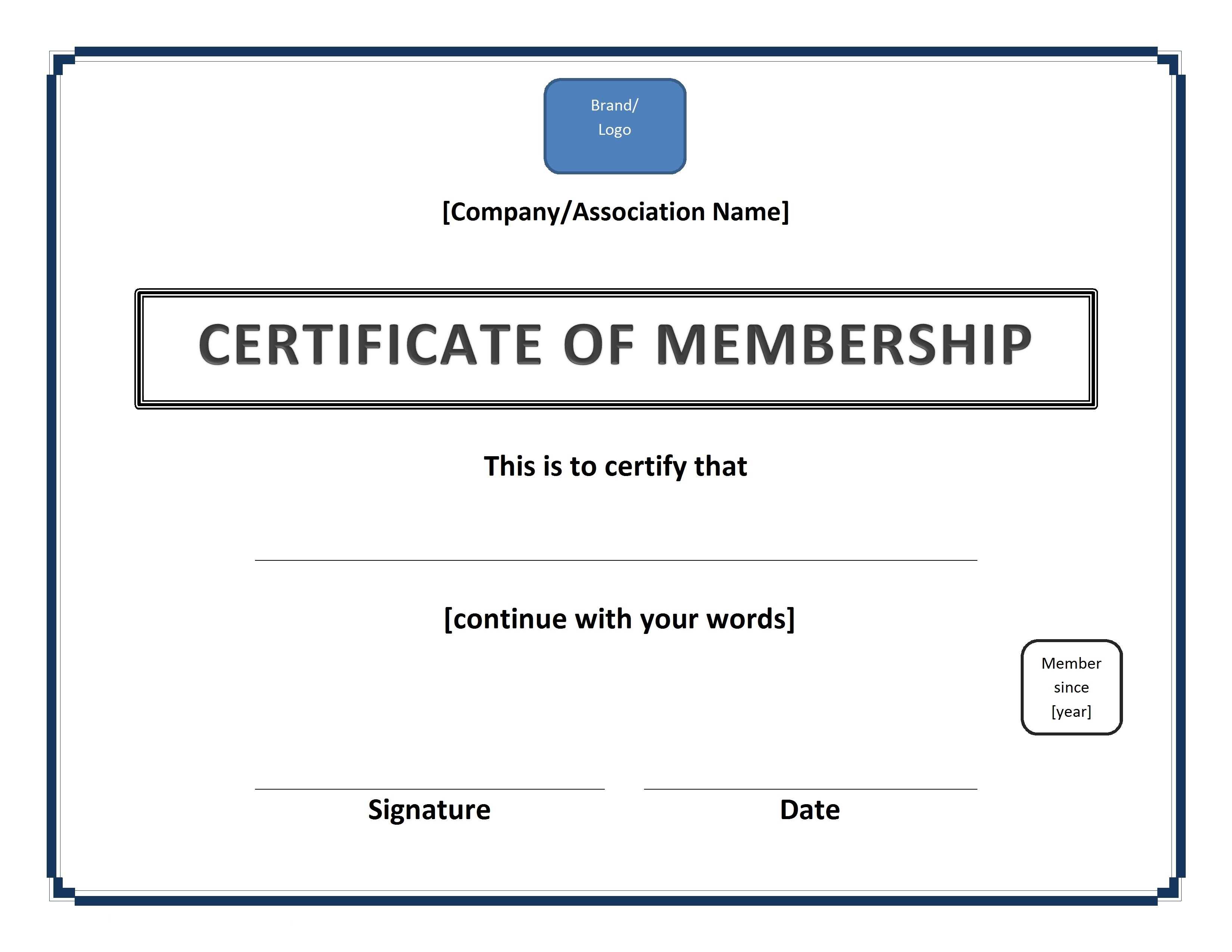 Certificates: Simple Membership Certificate Template Sample Intended For Llc Membership Certificate Template Word