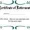 Certificates: Simple Sample Retirement Certificate Template Inside Retirement Certificate Template