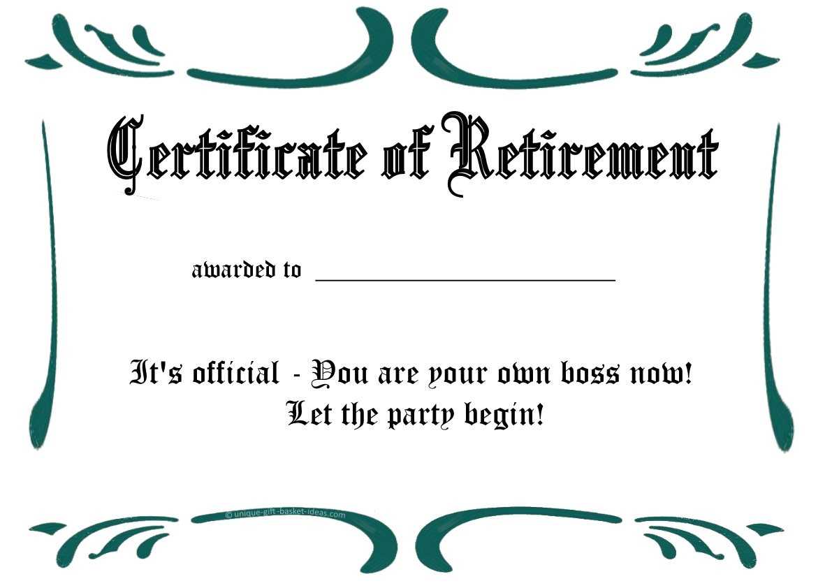 Certificates: Simple Sample Retirement Certificate Template Inside Retirement Certificate Template