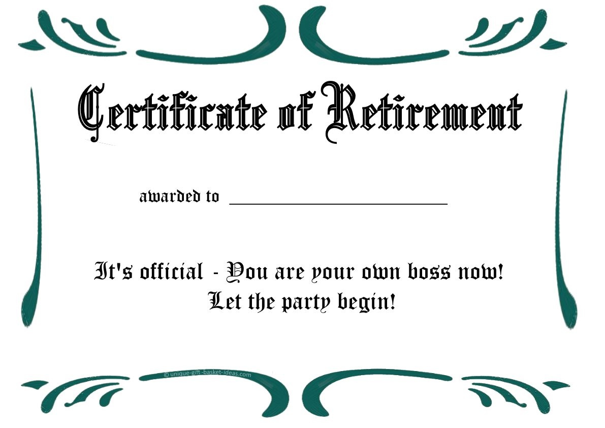 Certificates: Simple Sample Retirement Certificate Template Within Free Funny Certificate Templates For Word