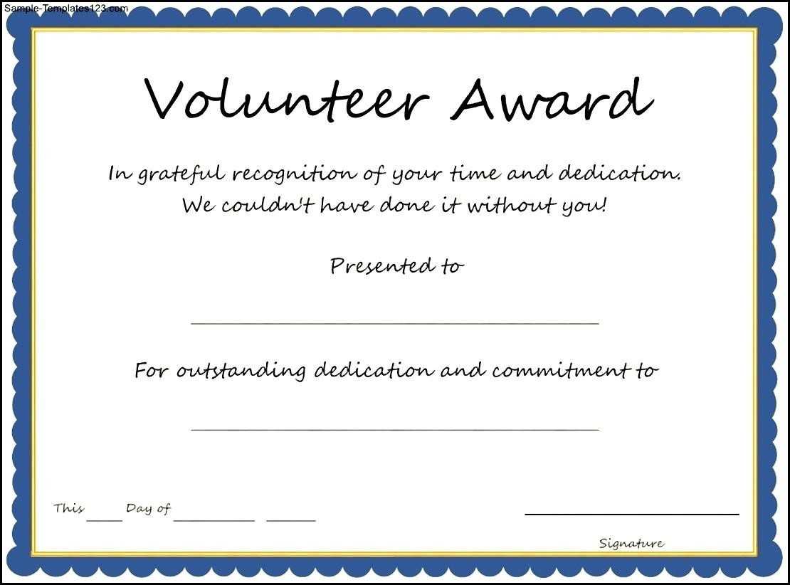 Certificates: Stylish Volunteer Certificate Template Sample For Volunteer Certificate Template