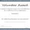 Certificates: Stylish Volunteer Certificate Template Sample For Volunteer Of The Year Certificate Template