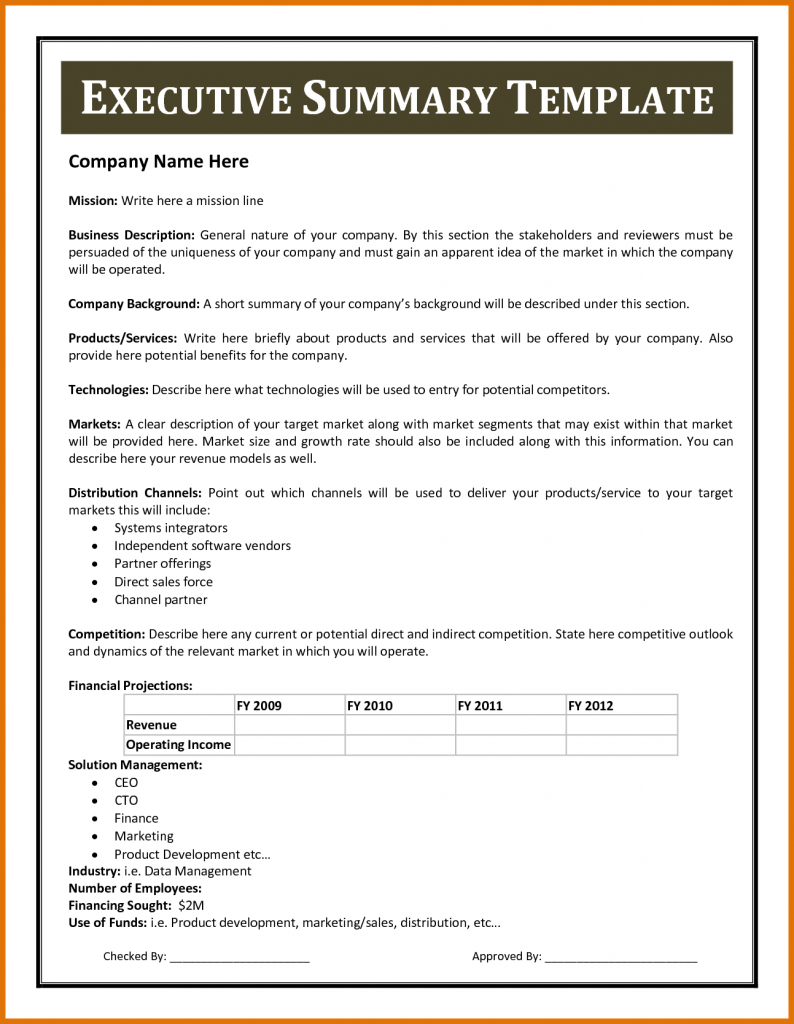 Certificates Templates , Financial Summary Report Template Within Executive Summary Report Template