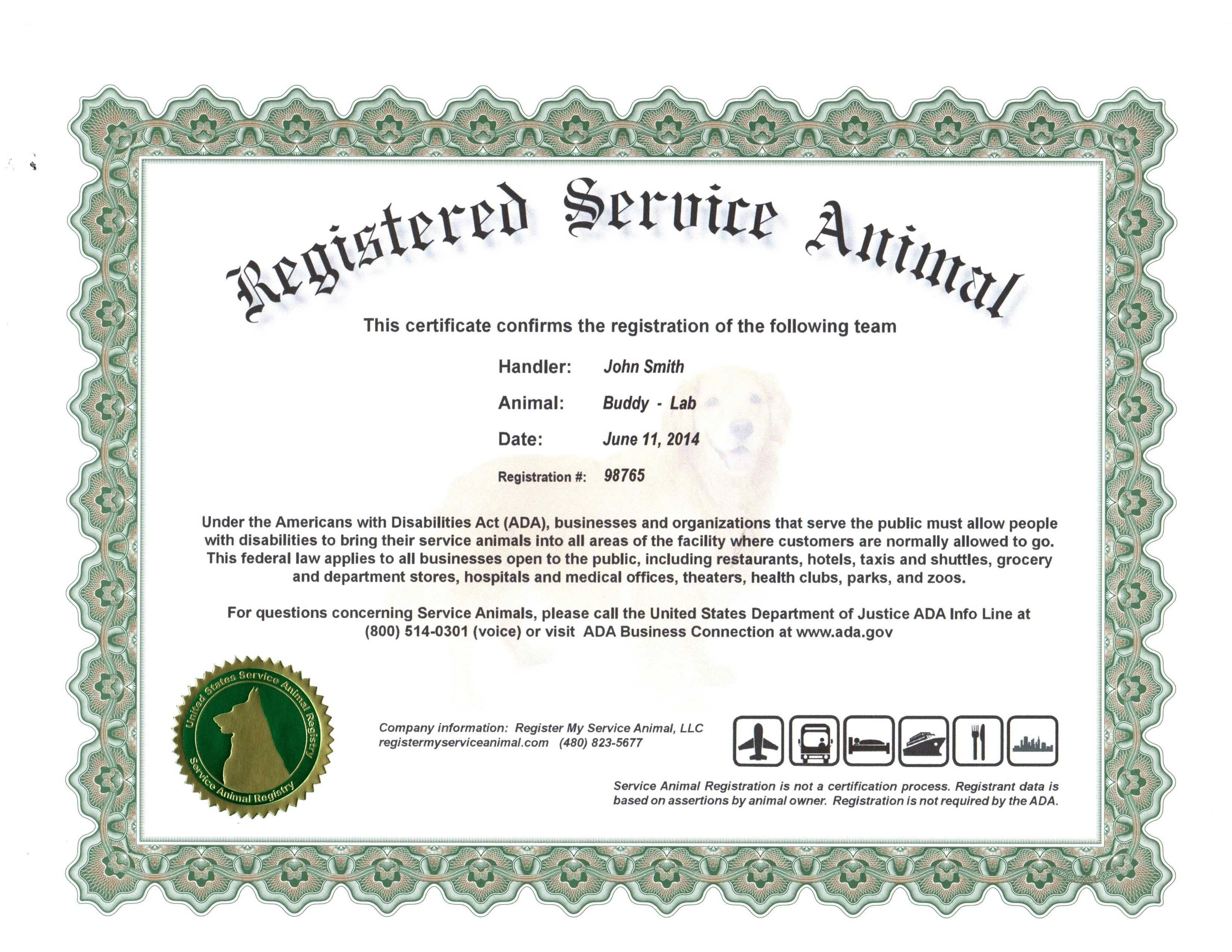 Certificates. Terrific Service Dog Certificate Template For Service Dog Certificate Template