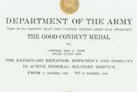 Certificates: Wonderful Good Conduct Certificate Template pertaining to Army Good Conduct Medal Certificate Template