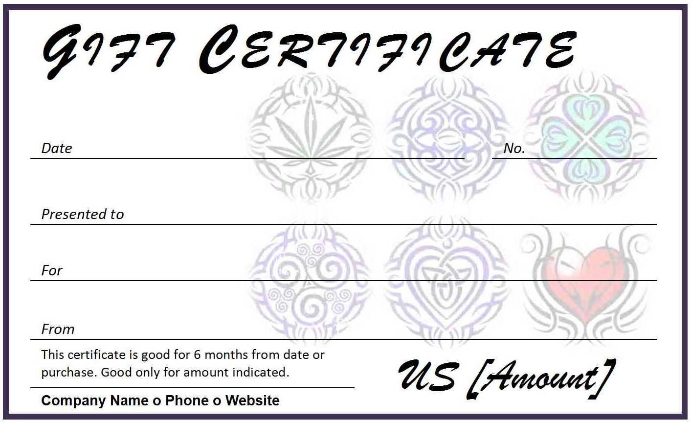 Certificates. Wonderful Tattoo Gift Certificate Template With Regard To Tattoo Gift Certificate Template