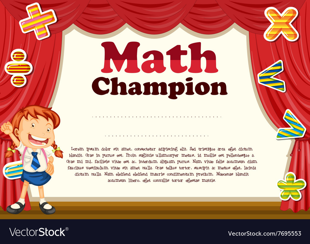 Certification With Girl And Math Theme Vector Image With Regard To Math Certificate Template