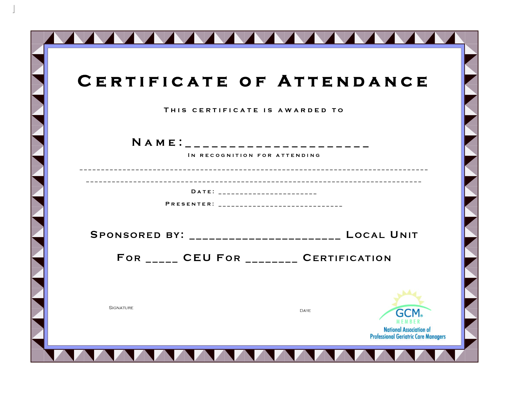 Ceu Certificate Of Completion Template Attendance Templates Inside Ceu Certificate Template