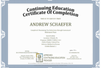 Ceu Certificate Of Completion Template Sample with Continuing Education Certificate Template