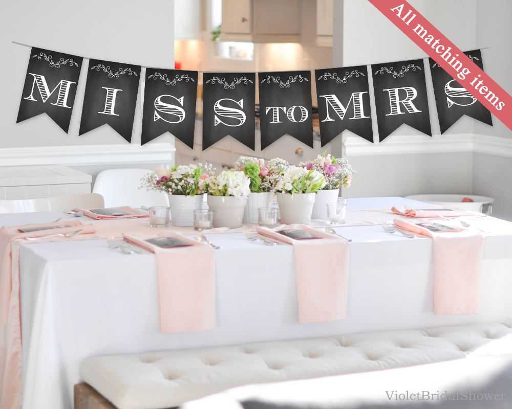 Chalkboard Bridal Shower Banner Template. Printable Bridal Regarding Bridal Shower Banner Template