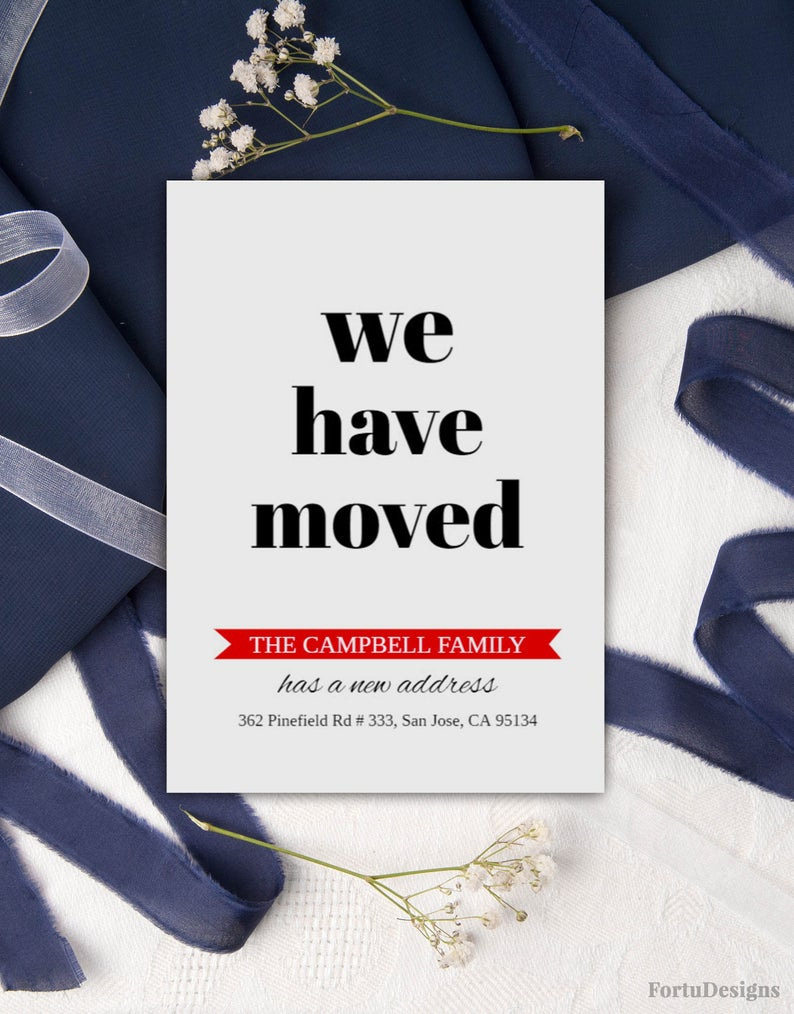 Change Of Address Cards Moving Announcement Download Printable New Address  New Home Card We've Moved Moving Cards Pdf 5X7 Within Moving Home Cards Template