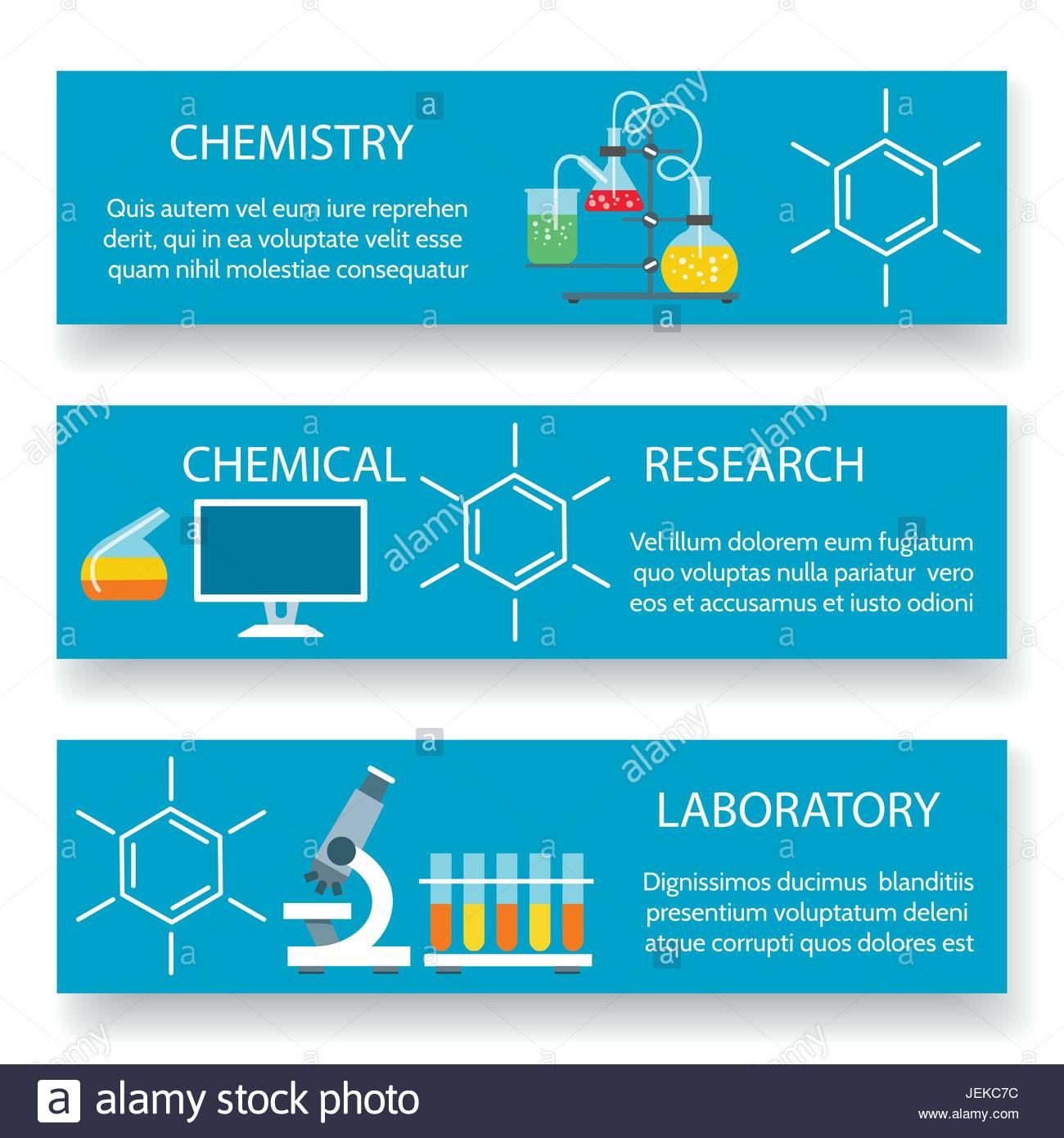 Chemistry Lab Banners. Vector Science Experiment Backgrounds With Science Fair Banner Template