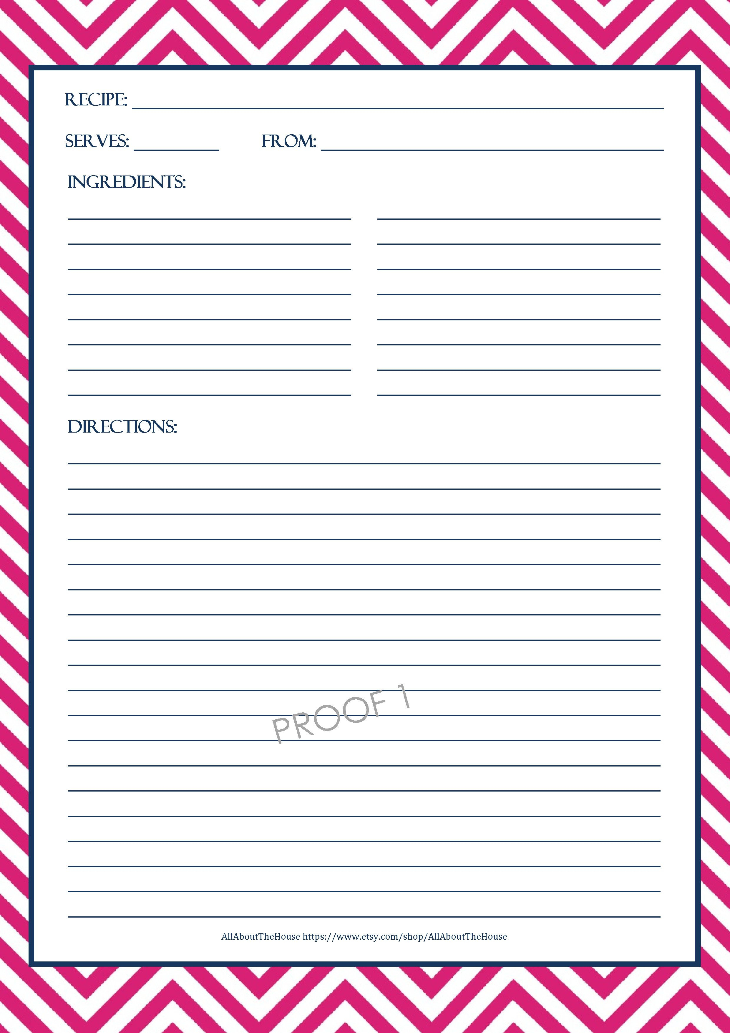 Chevron Recipe Sheet Editable | School Binder Wallpaper Throughout Full Page Recipe Template For Word