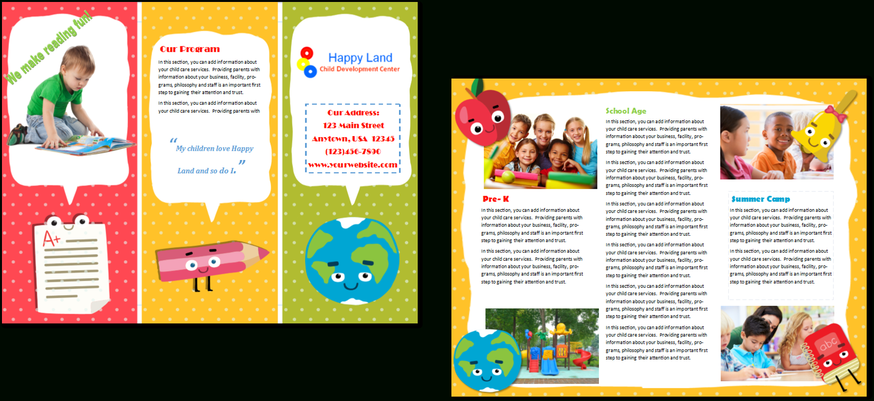 Child Care Brochure Template 22 Within Daycare Brochure Template