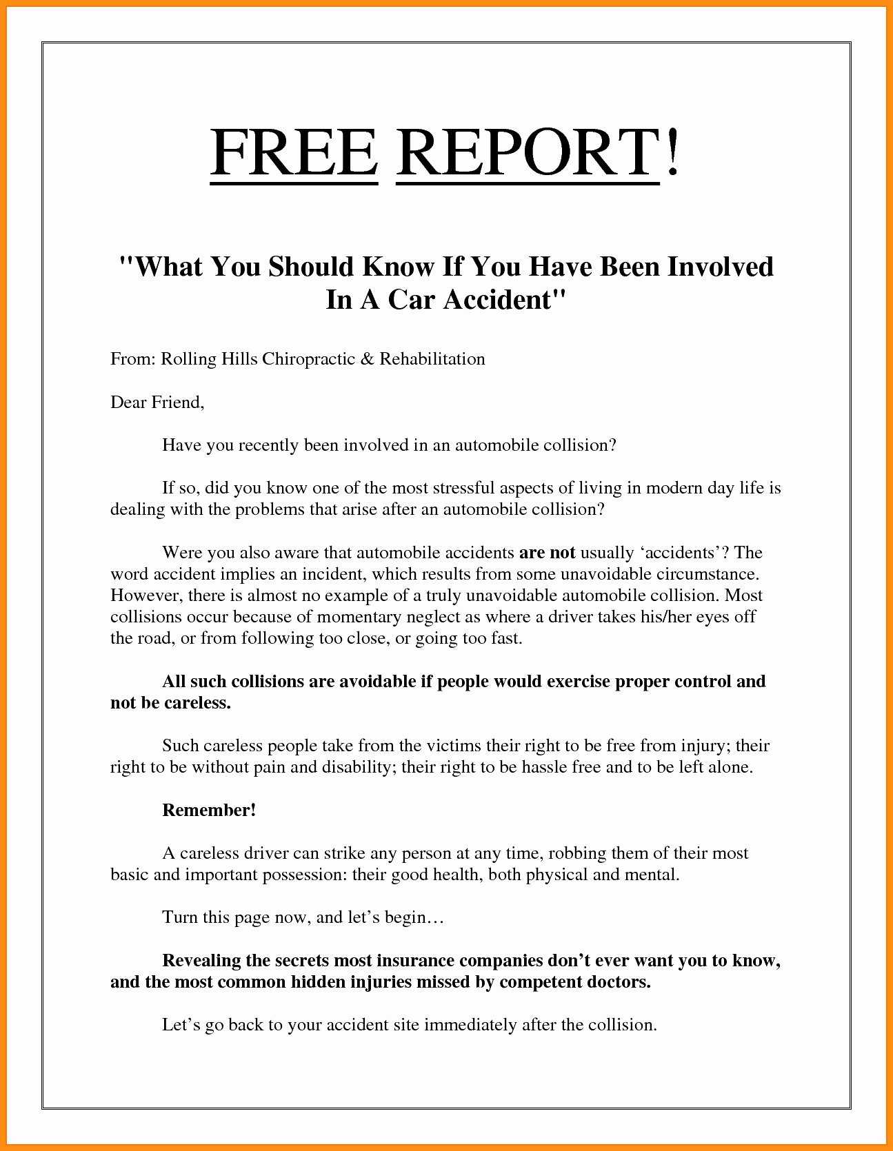 Chiropractic Personal Injury Report Template | Bassafriulana Regarding Accident Report Form Template Uk