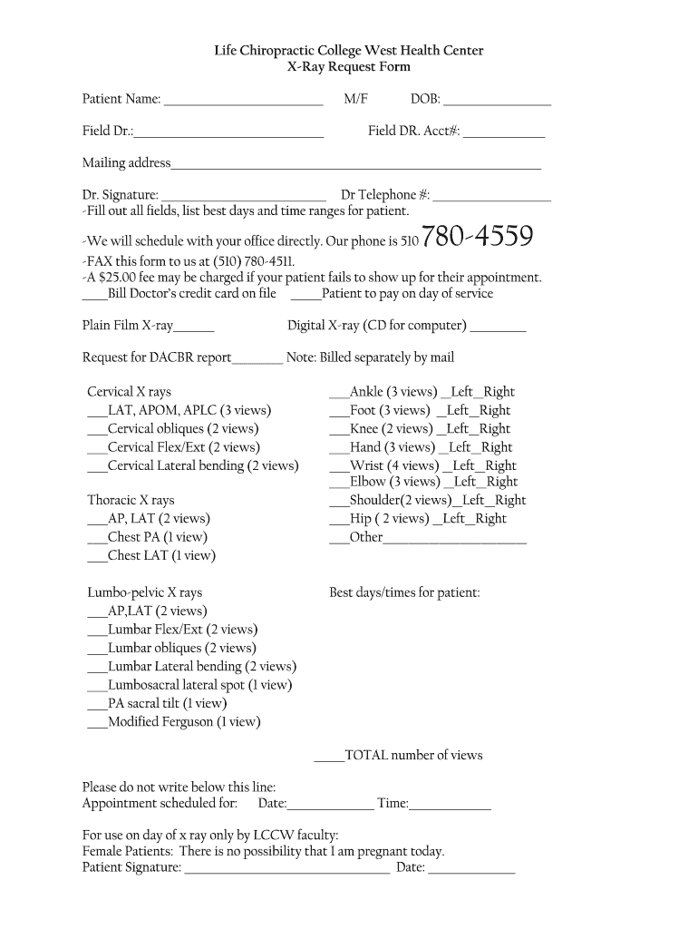 Chiropractic X Ray Referral Form Template – Fill Online For Chiropractic X Ray Report Template