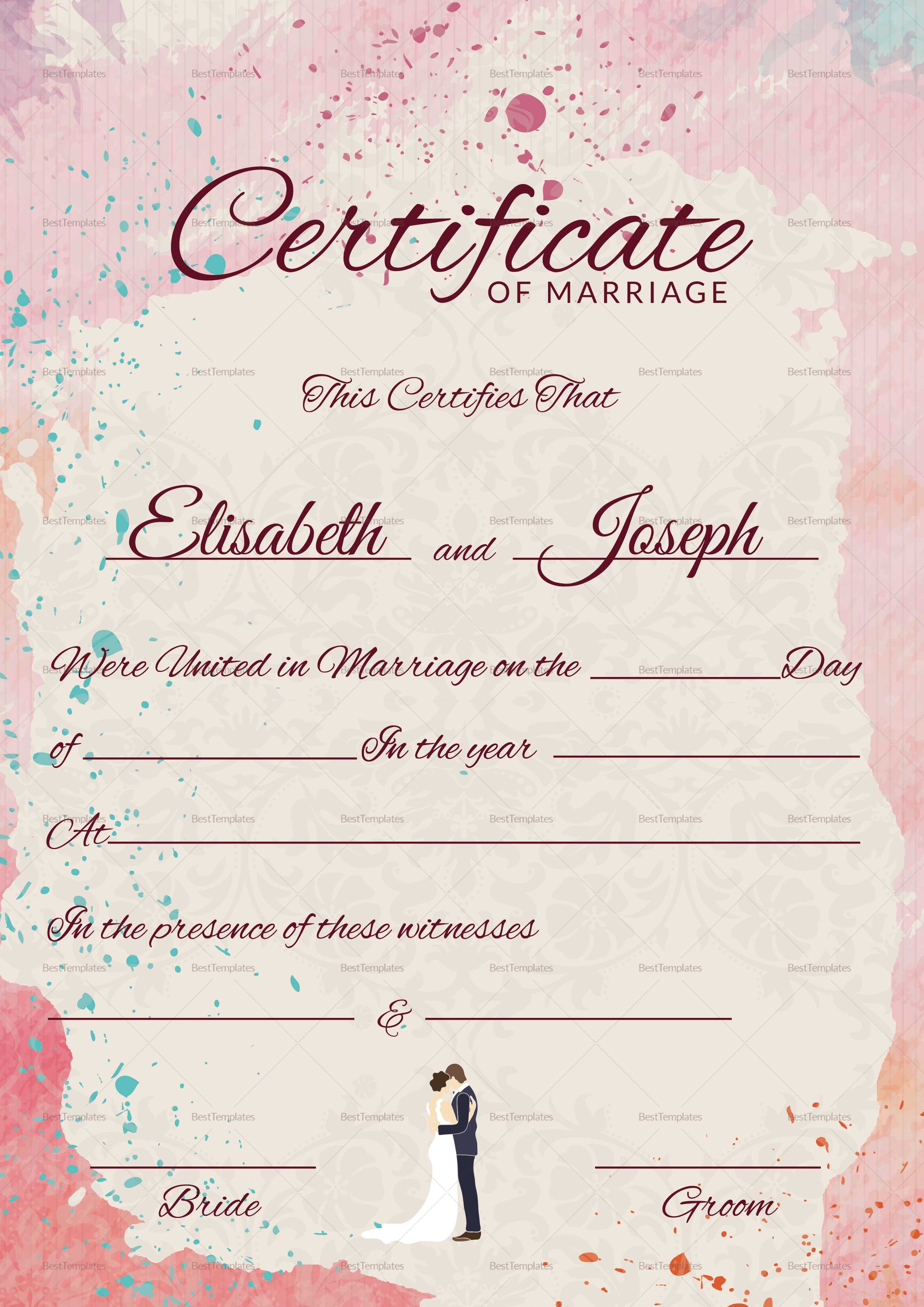 Christian Marriage Certificate Template For Certificate Of Marriage Template