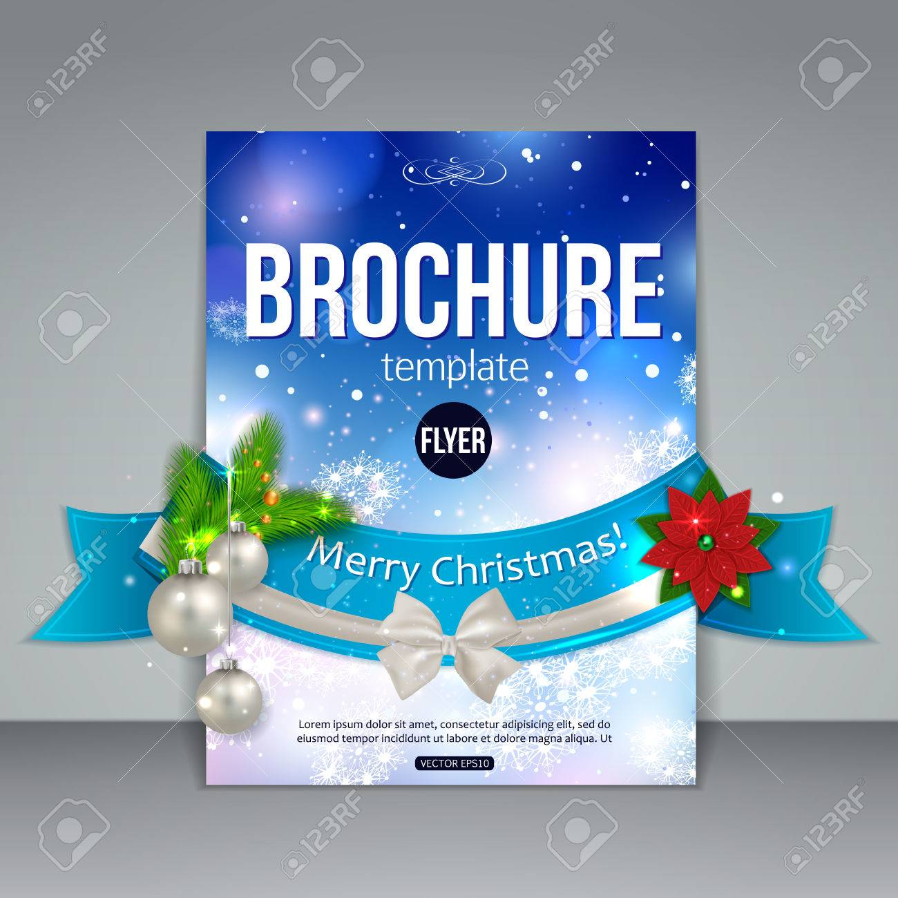 Christmas Brochure Template. Abstract Flyer Design With Xmas.. Pertaining To Christmas Brochure Templates Free