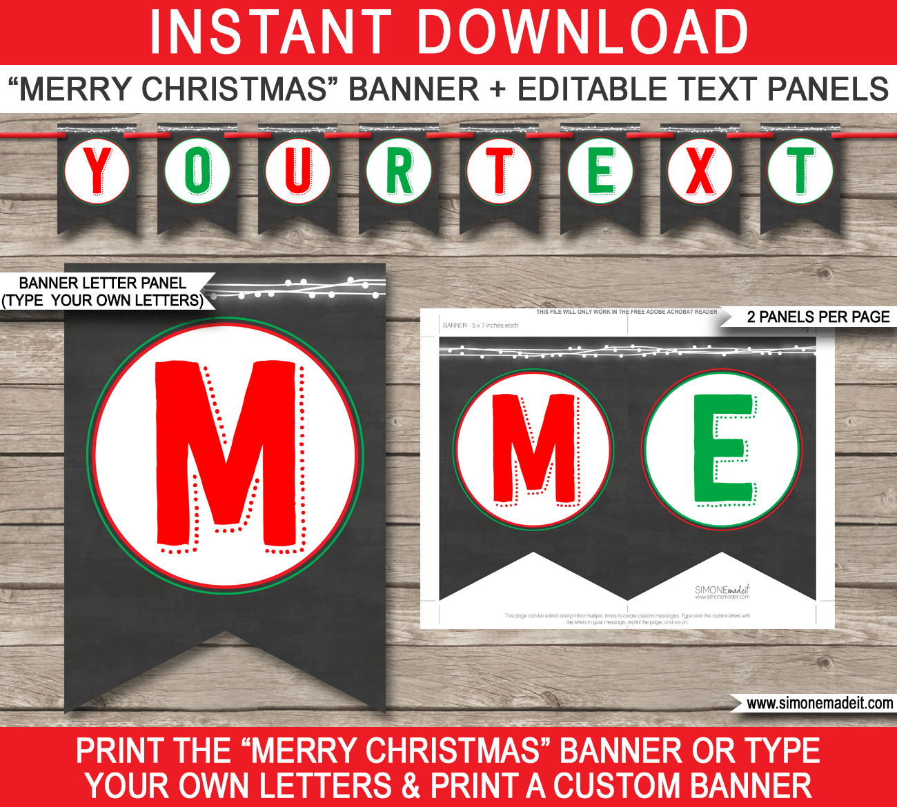 Christmas Chalkboard Banner Template – Red & Green Intended For Merry Christmas Banner Template