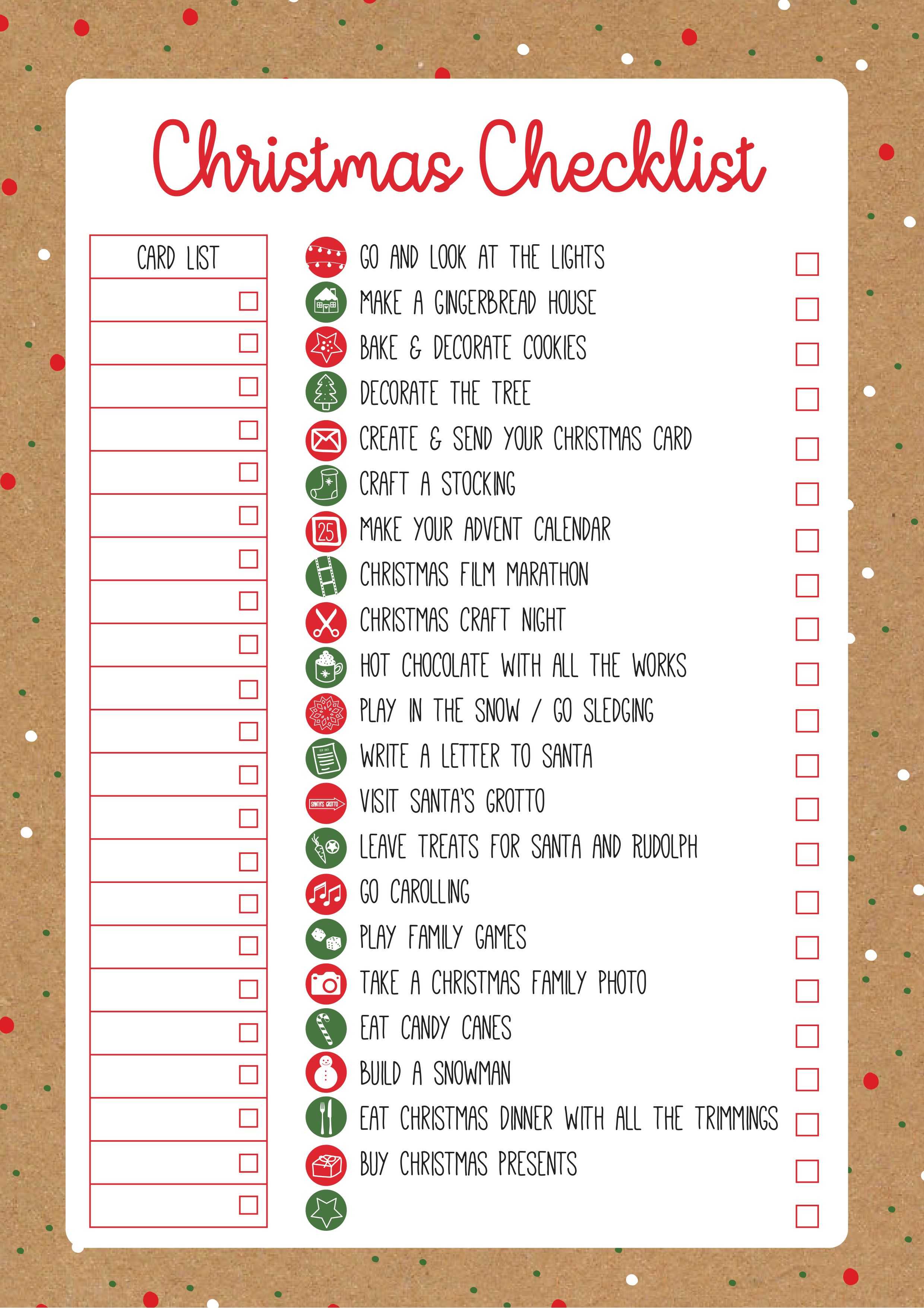 Christmas Checklist Template | Event Planning | Christmas Within Christmas Card List Template