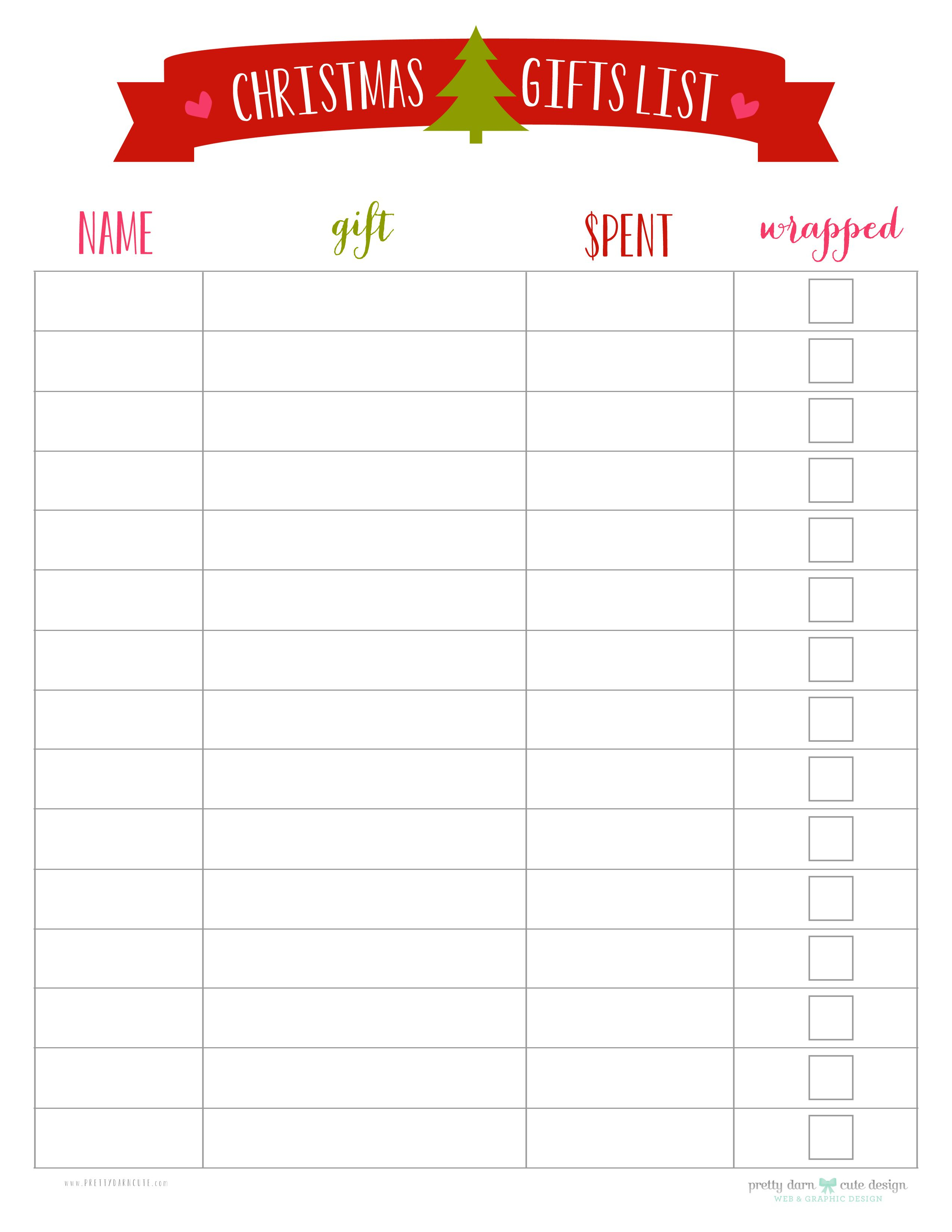 Christmas List Printable, In Case I Decide To Feel Organized In Christmas Card List Template