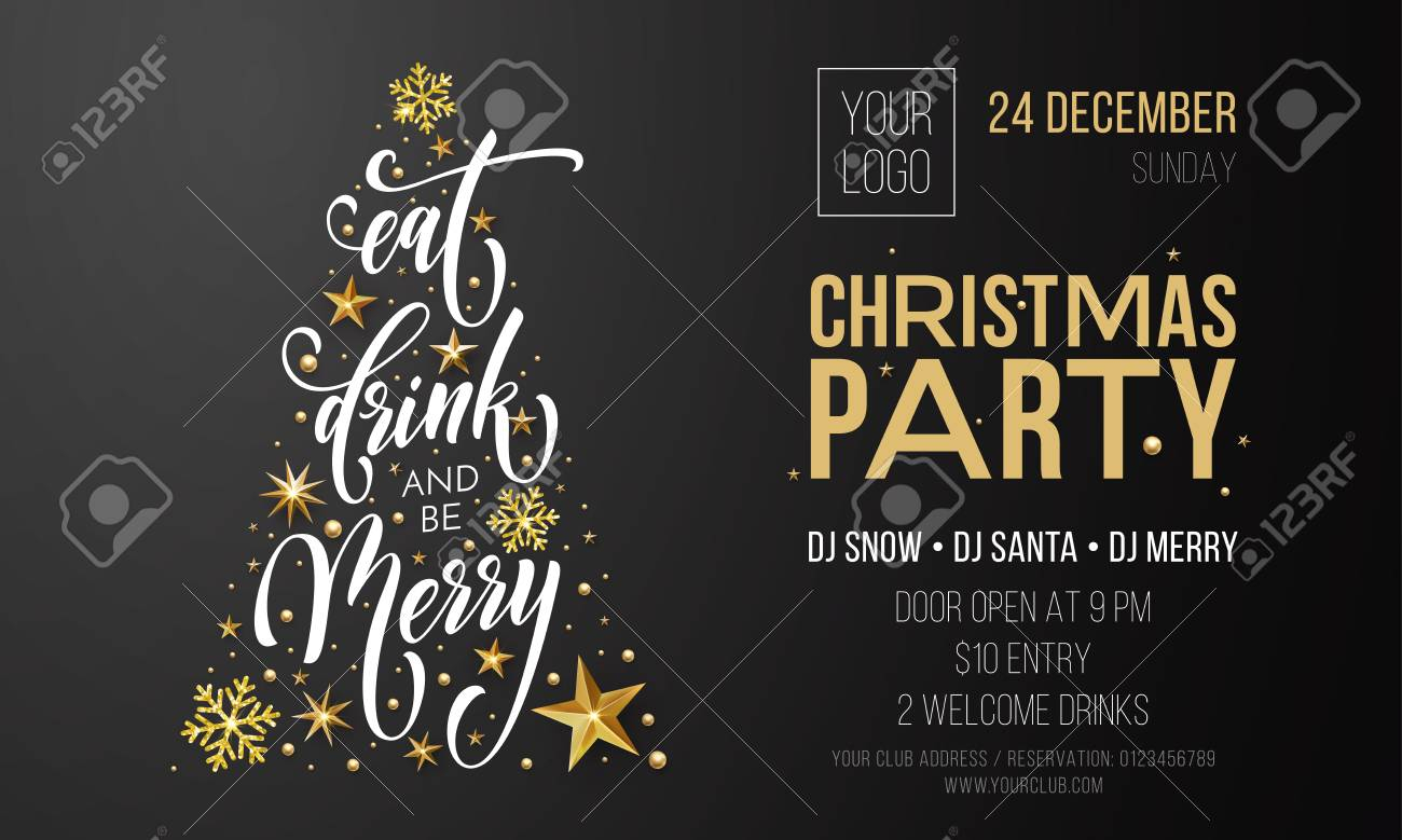 Christmas Party Invitation Poster Or Welcome Banner Template.. With Welcome Banner Template