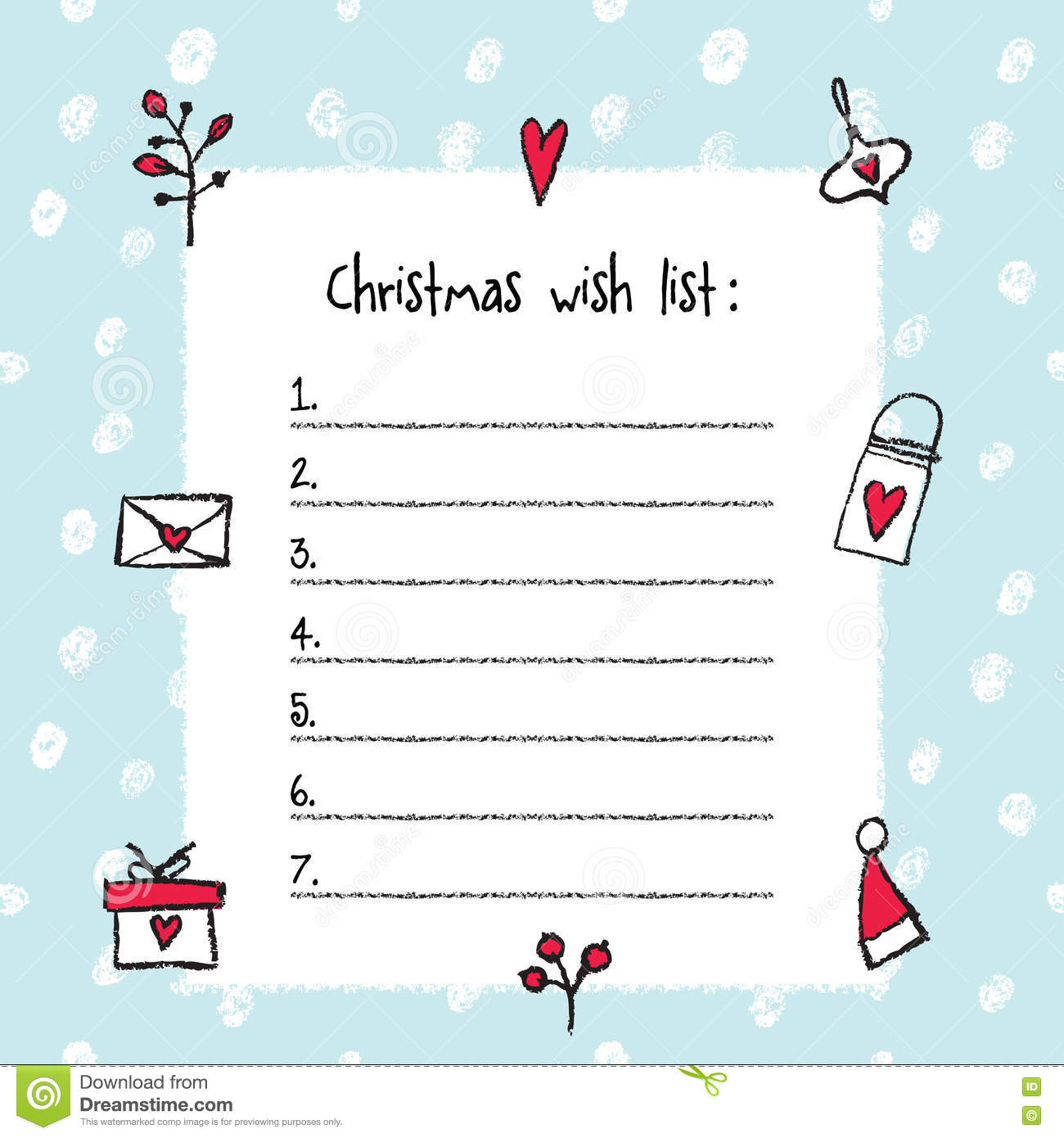 Christmas Wish List Template. Stock Vector – Illustration Of With Christmas Card List Template