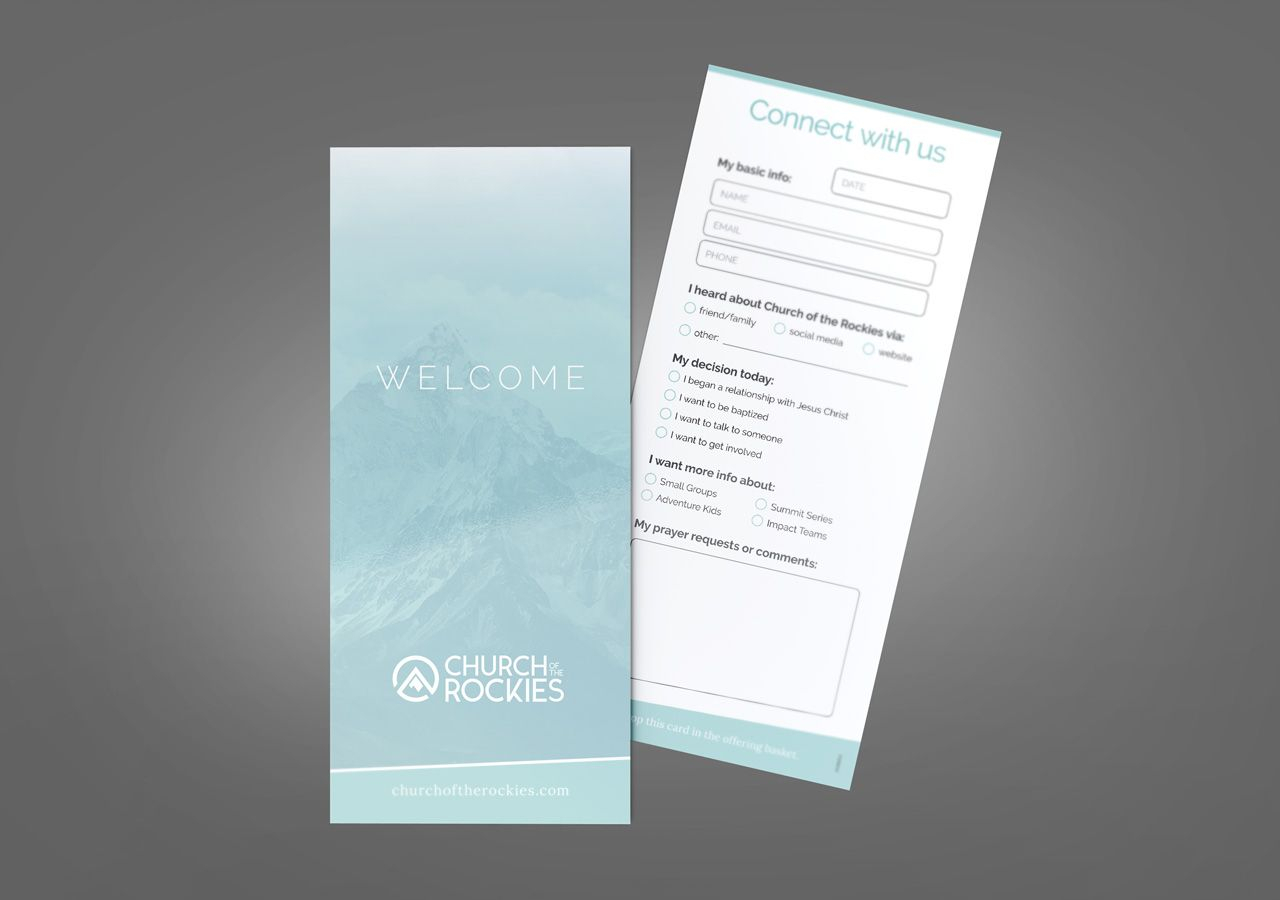 Church Brand Collateral, Connect Card, Rack Card Design Inside Decision Card Template