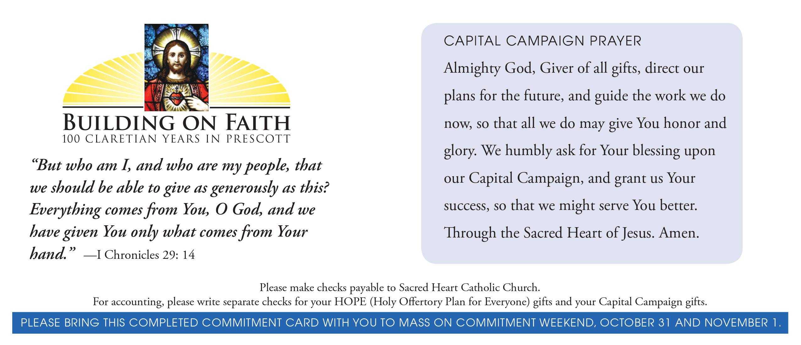 Church Capital Campaign Pledge Card Samples For Pledge Card Template For Church