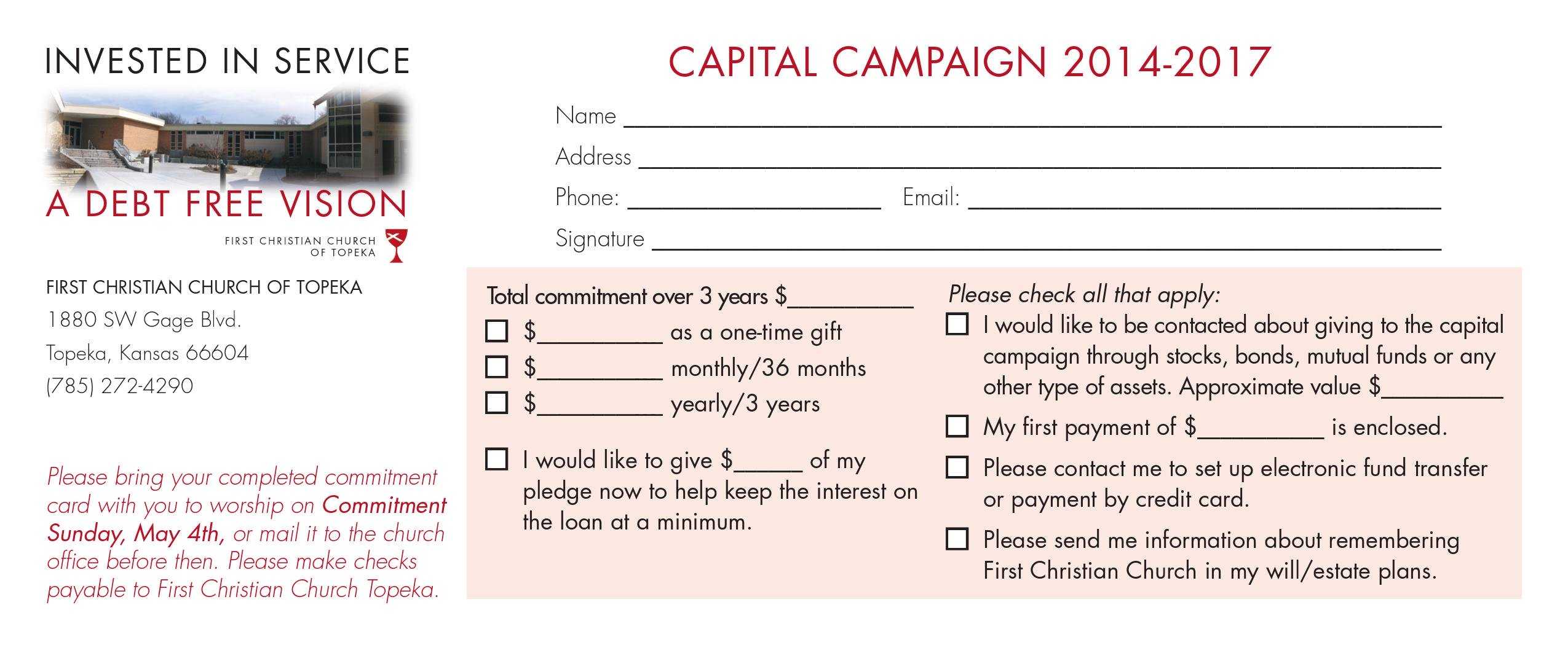 Church Capital Campaign Pledge Card Samples In Pledge Card Template For Church