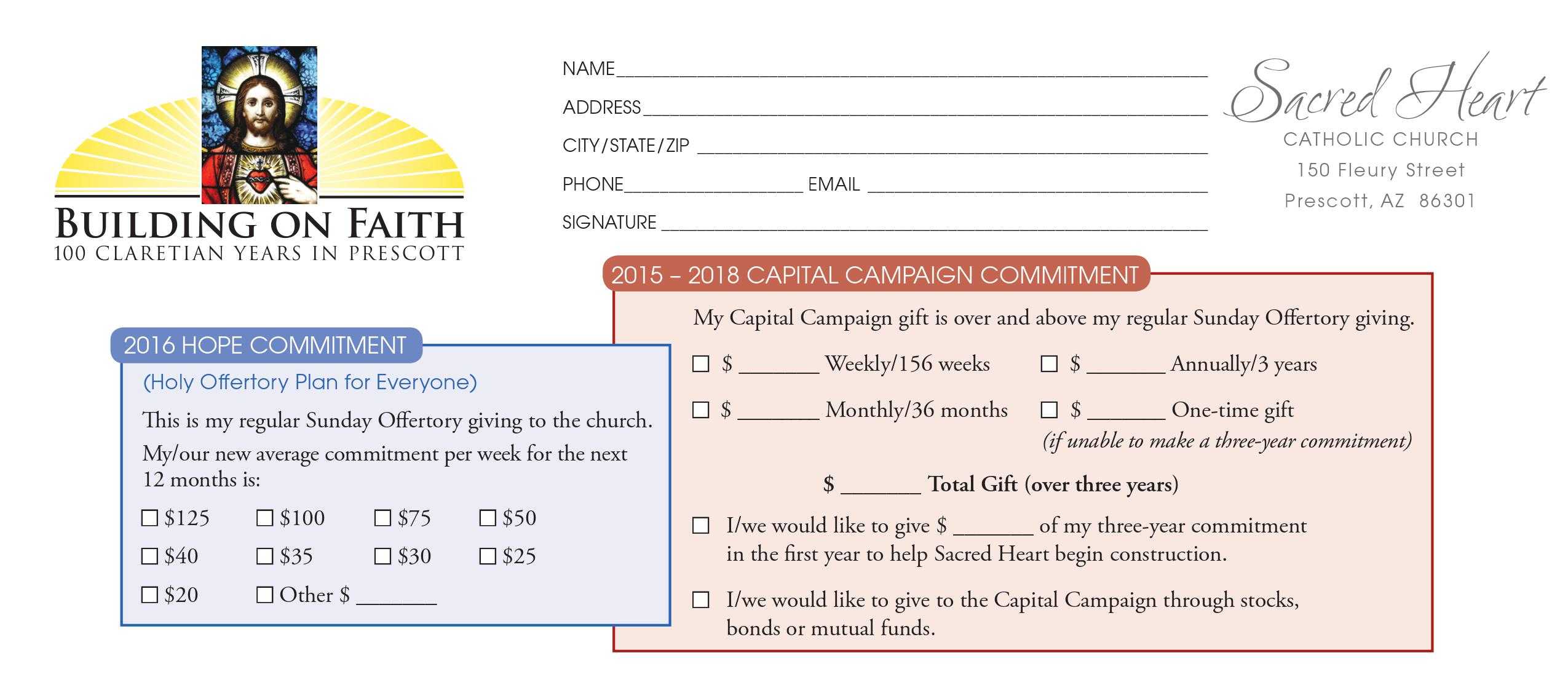 Church Capital Campaign Pledge Card Samples Throughout Pledge Card Template For Church