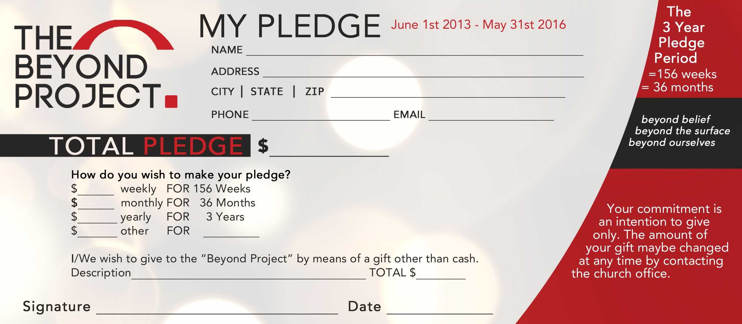 Church Pledge Form Template Hausn3Uc | Capital Campaign Regarding Free Pledge Card Template