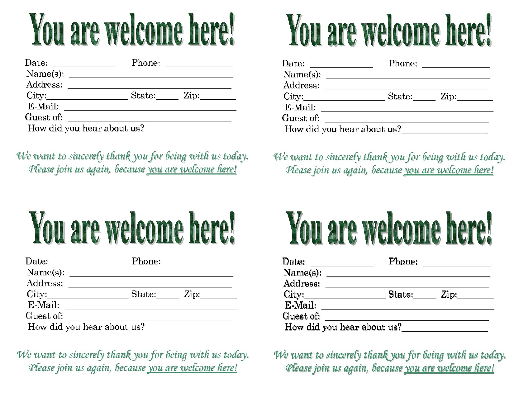 Church Visitor Card Template One Checklist That You Should Inside Church Visitor Card Template